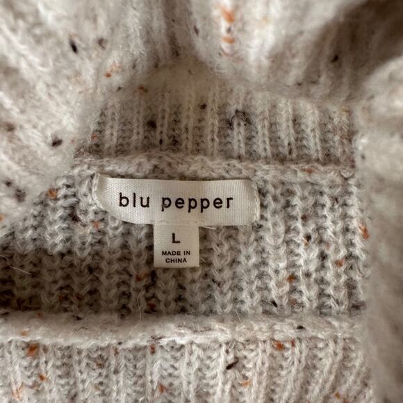 Blu Pepper Knit Tunic Sweater Dress Women's Large Turtleneck Chunky Cream - Picture 5 of 7